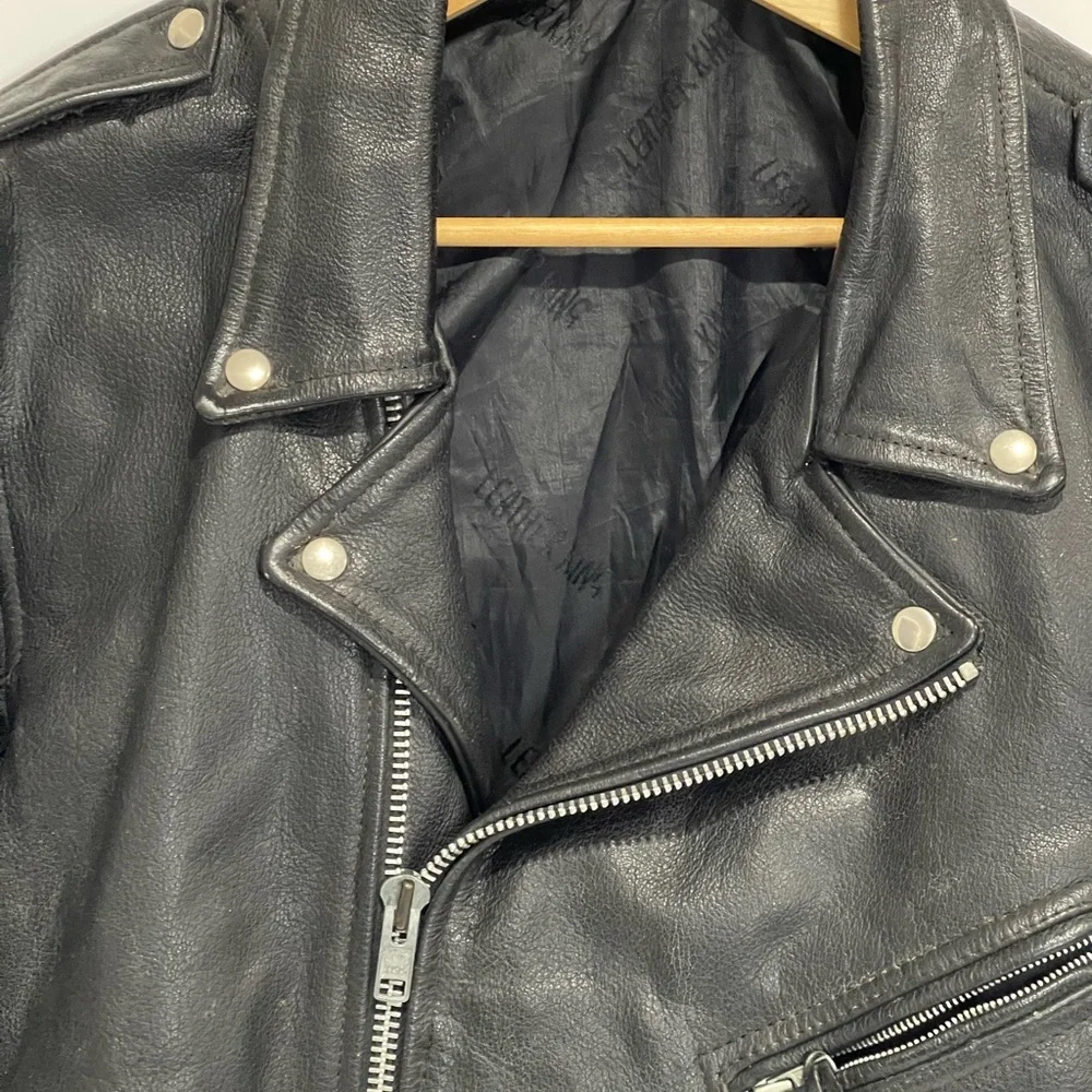 Black Leather Biker Jacket - Picture 3 of 7